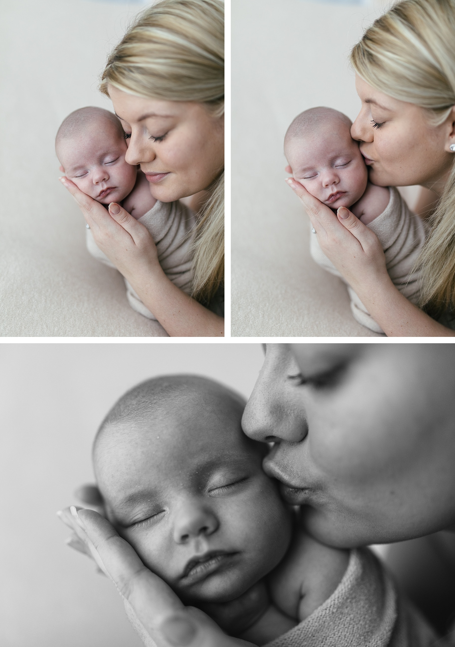 natural newborn photography basingstoke mum kissing baby