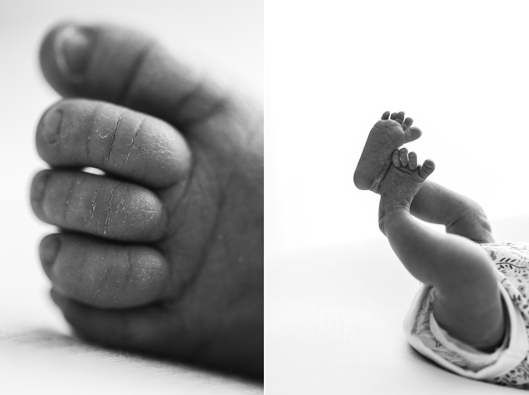 newborn baby feet photoshoot in white studio natural photography