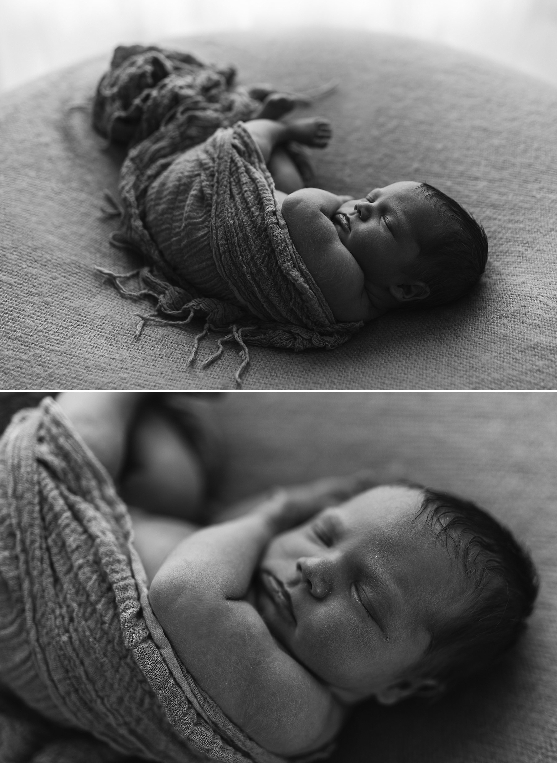 newborn baby black and white photoshoot in white studio natural photography